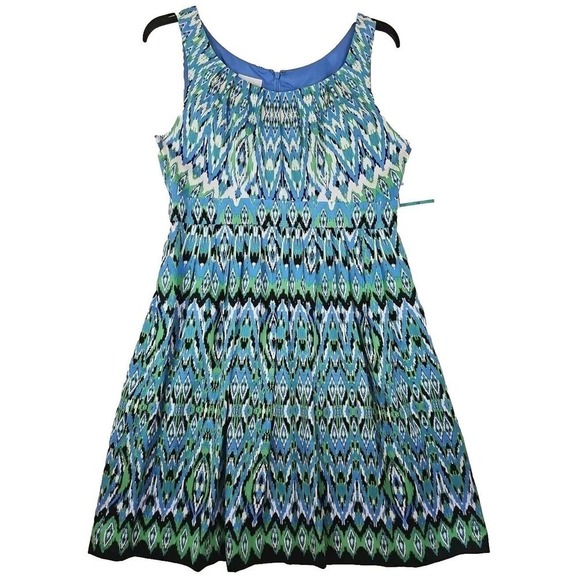 Donna Morgan ~Size 16~Multicolor Silk Flare Sleveless Dress Fully Lined Pockets. - Picture 1 of 9